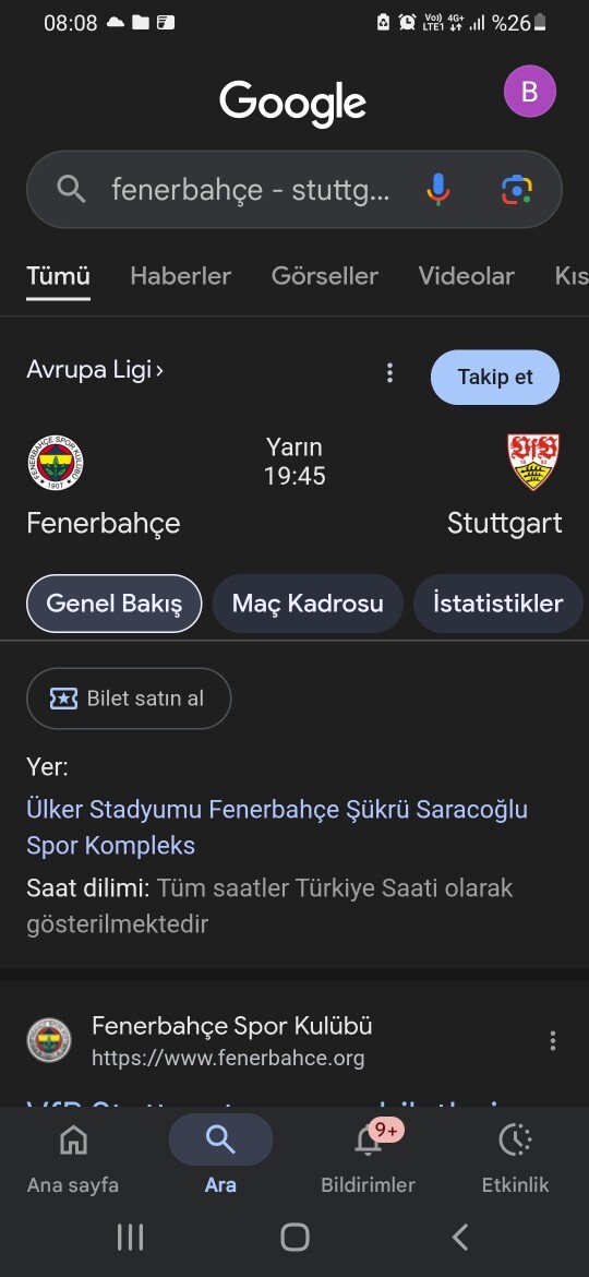 Yarın fenerbahce stuttgart maçı car kim yener?