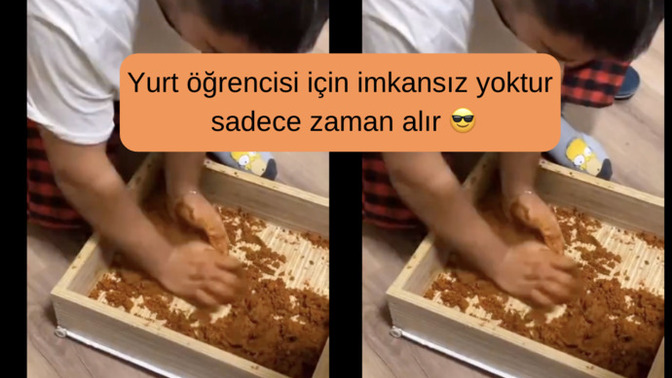 KYK öğrencileri çekmecede çiğköfte yoğurdular. Yurt odasında yapılamayacak yemek yok değil mi?