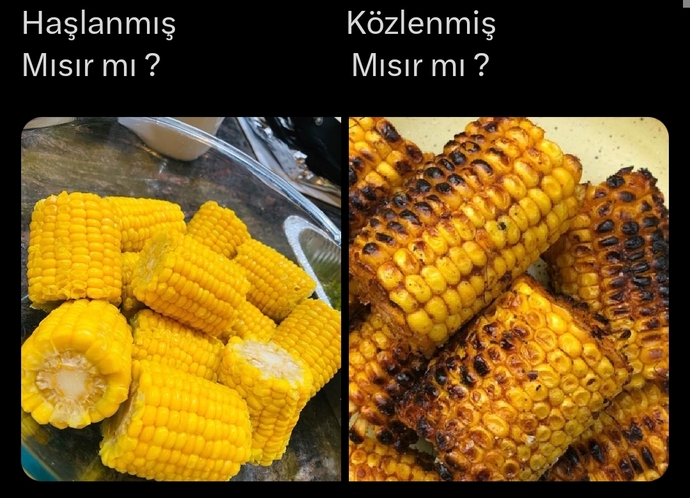 Haşlanmış mısır mı daha güzel, közlenmiş mısır mı?