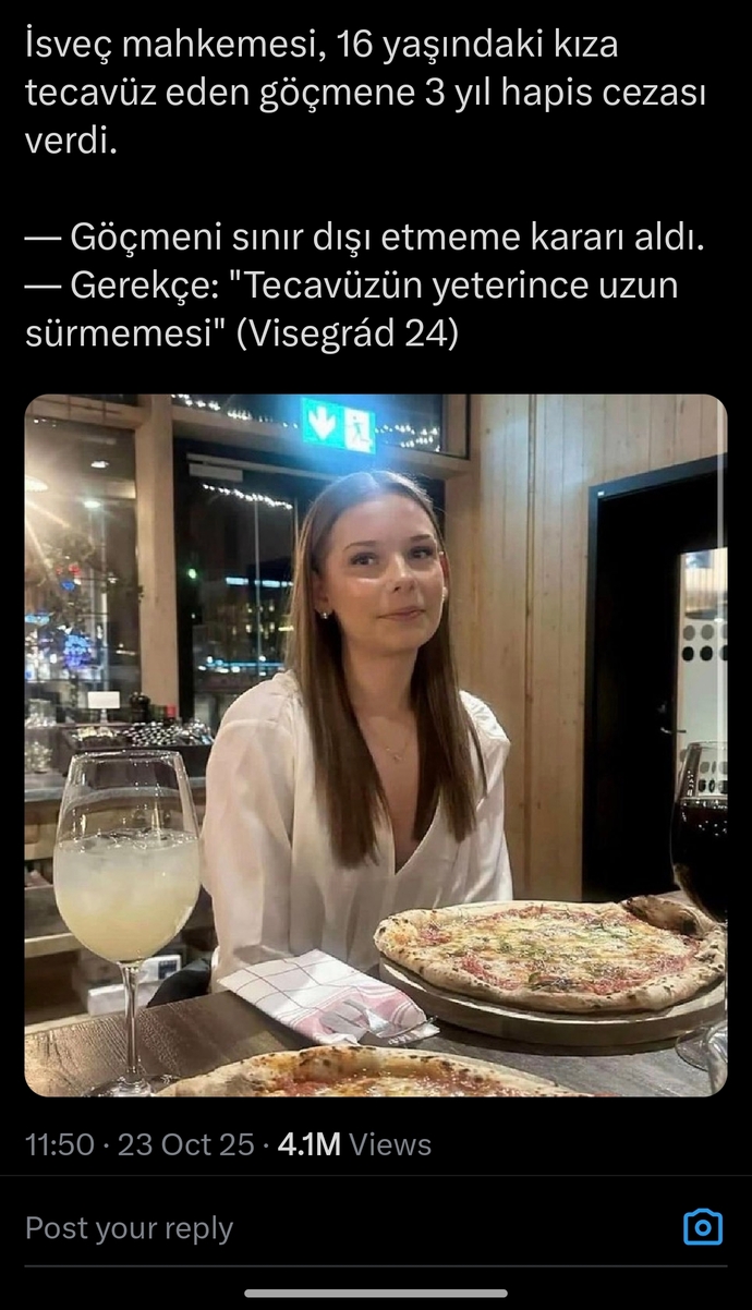 İsveçte tecavüzcüye 3 yıl hapis verildi! Sebebi kısa sürmesiymiş, ne düşünüyorsunuz?