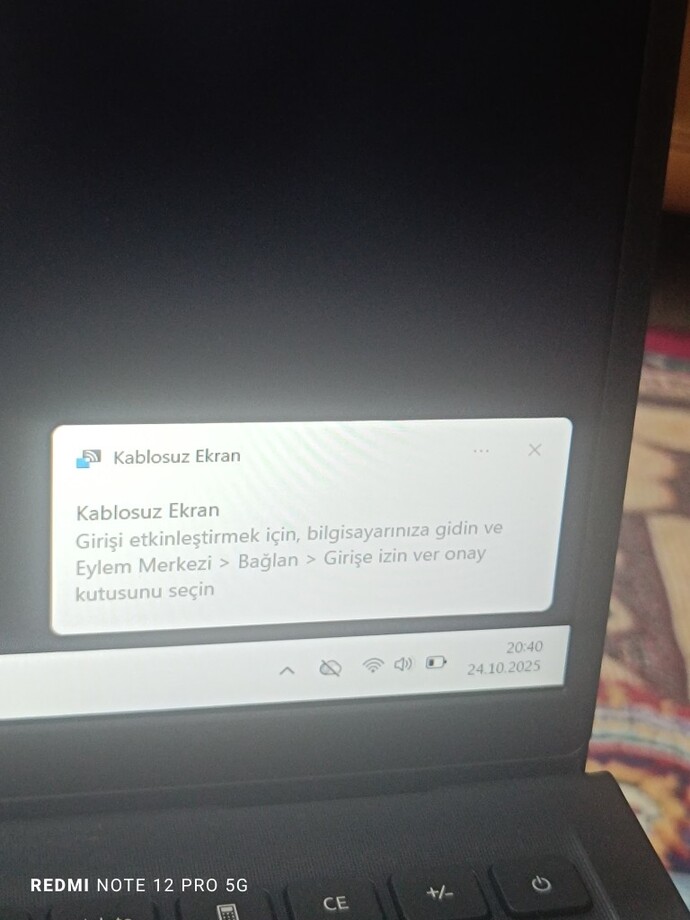 Telefon ekranını laptop yansıtım laptop dan kontrol etmek istiyorum bu çıkıyor ne yapmalıyım?