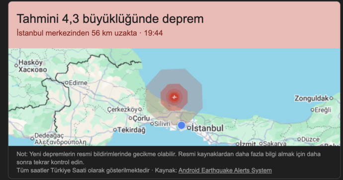 İstanbulda hissedilen bir deprem meydana geldi! Depremi hissetiniz mi?