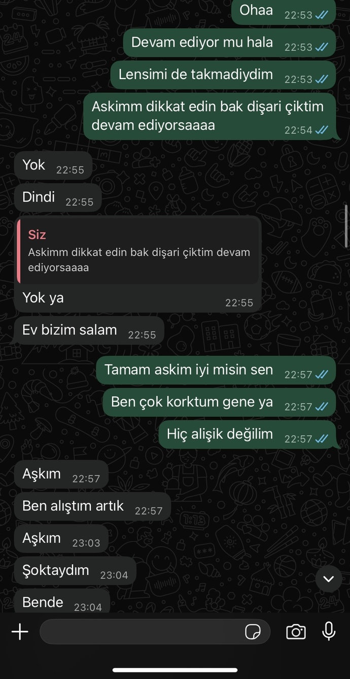 Sallandık Deprem oldu ve konuşmalarimiz böyle sizce seviyor mu beni?
