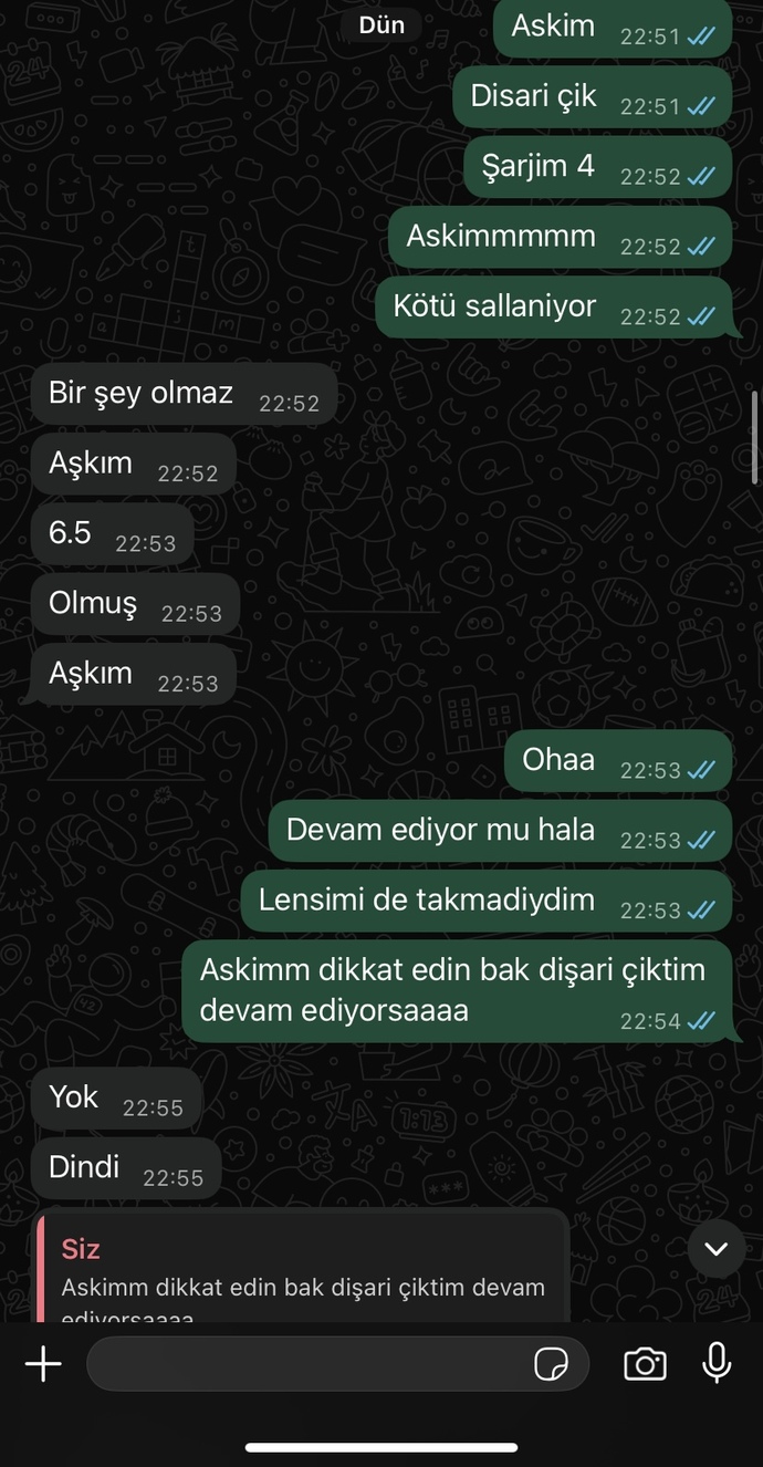 Sallandık Deprem oldu ve konuşmalarimiz böyle sizce seviyor mu beni?