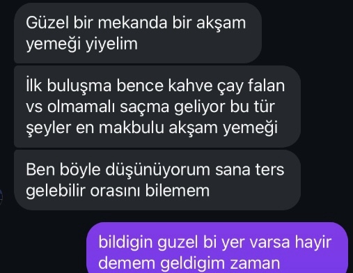 İlk bulusma icin fazla mi bu mekan ve konusmalar?