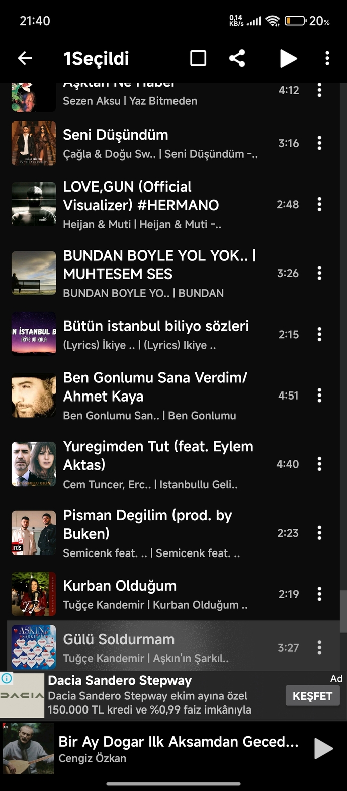 Gecenin sessizliğine yakışacak bir şarkınız var mı?
