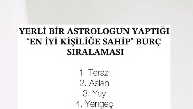 En iyi kişilik sıralamasında sizin burcunuz hangi sırada?
