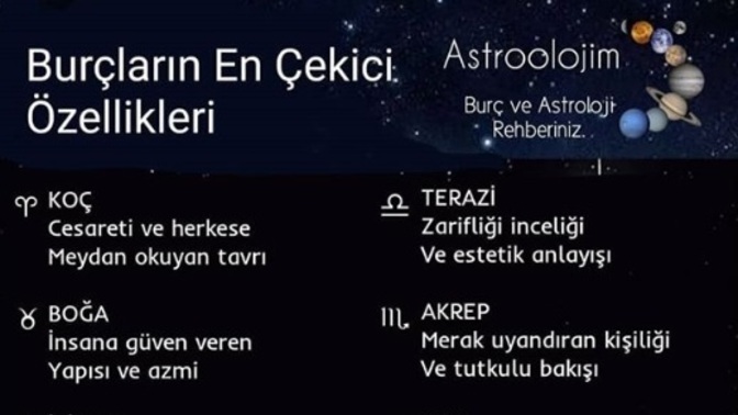 Hadi burçunuzun en çekici özelliklerine beraber bakalım neymiş ?