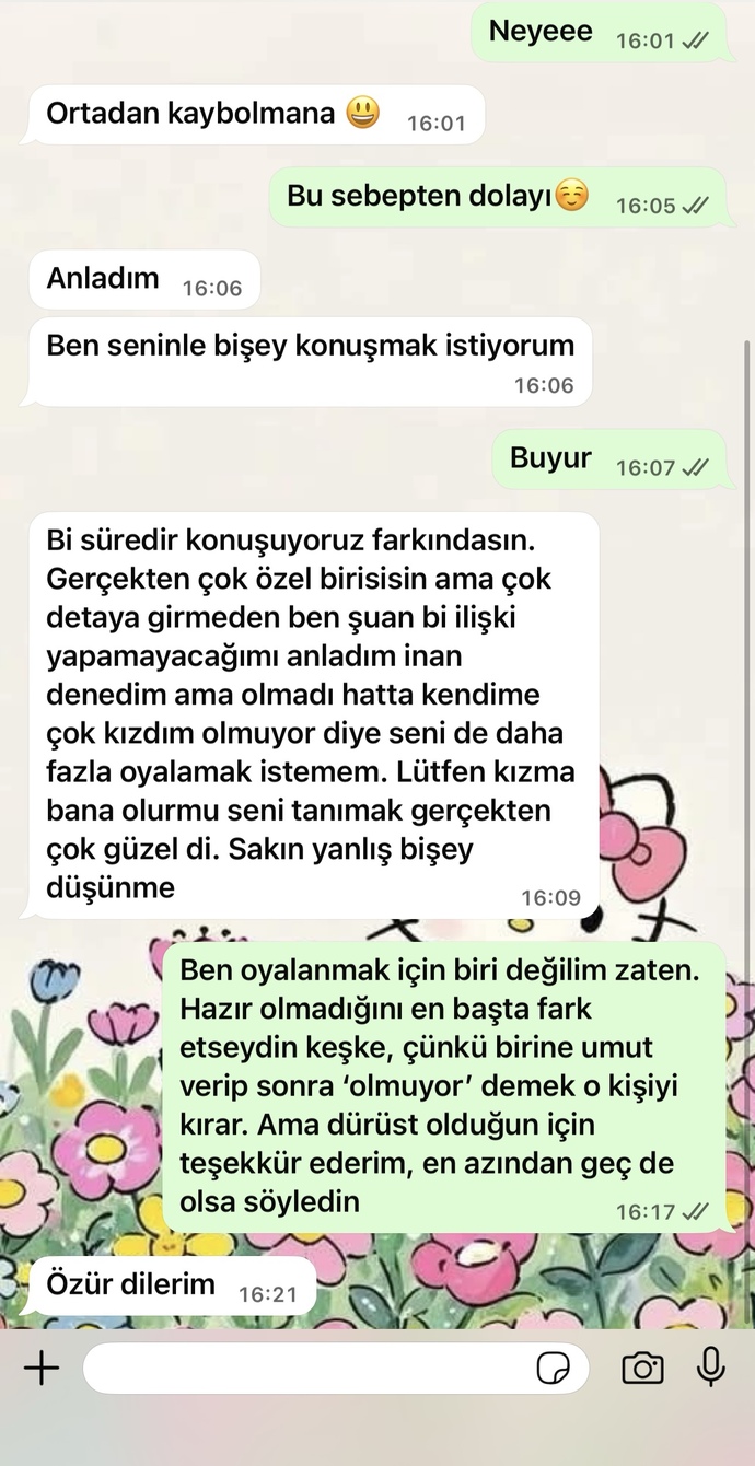 Bana umut verip bir an da böyle dedi. kimseye güvenemeyecek miyiz?