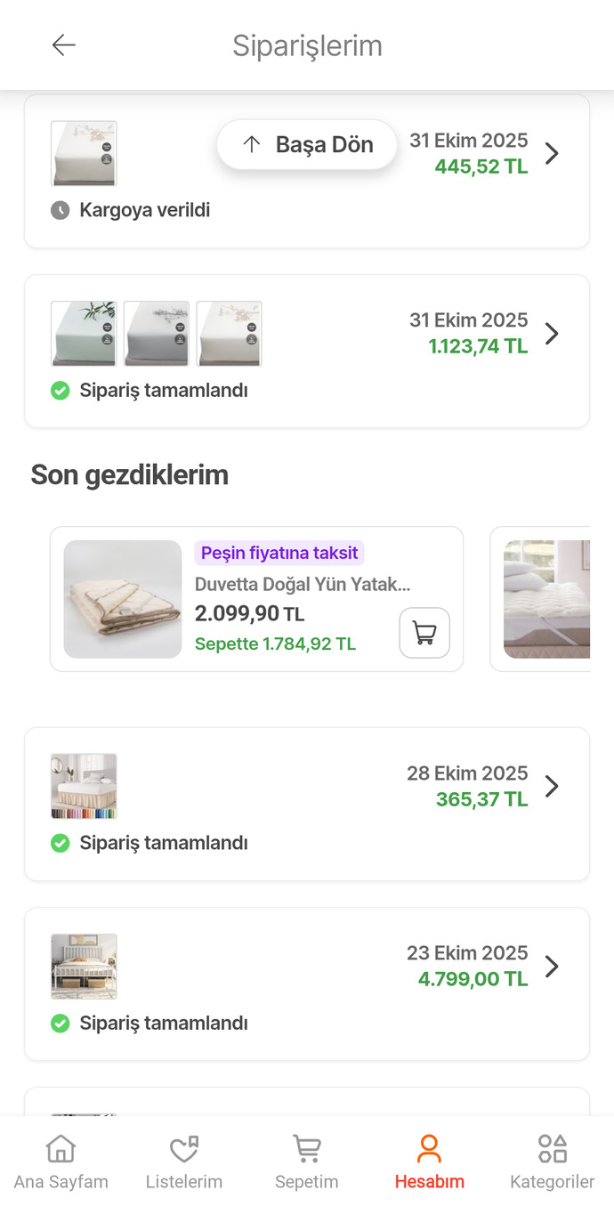 Internetten Verdiginiz son sipariş neydi?