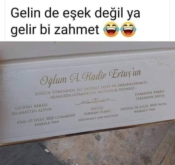 Şöyle bir davetiye alsanız bu düğüne gider misiniz?