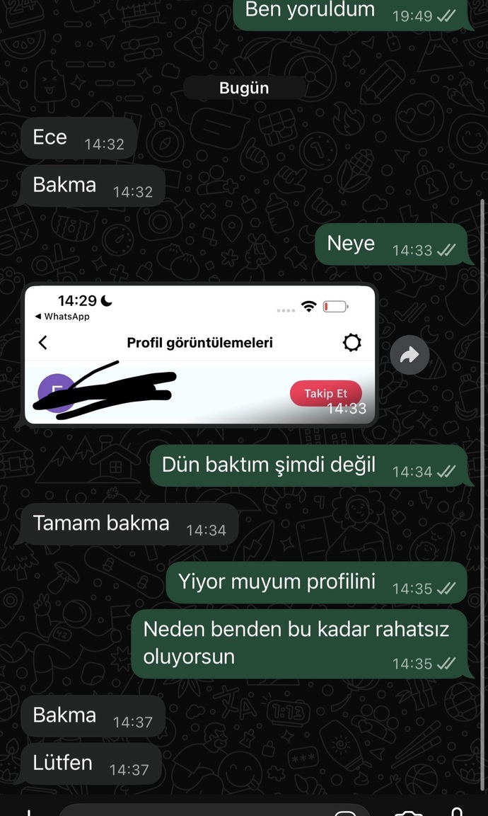 Eski sevgilim hiç mi istemiyor?