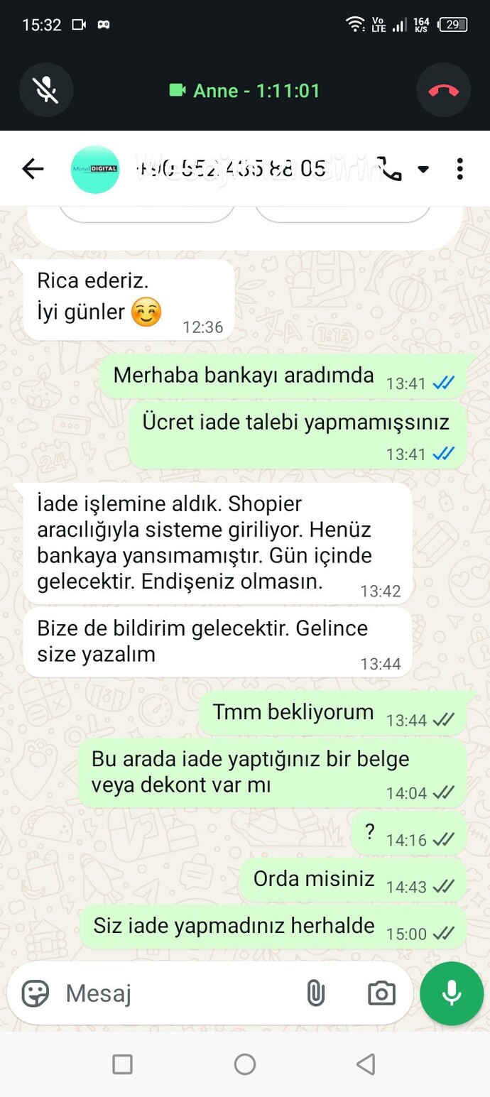 Instagramda takipci satın almak için ödeme yaptim ama sipariş oluşmadı geri iade yaptık diyorlar ama hesabıma yatmadı?