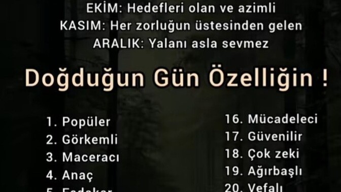 Burcunuzda hangi ay ve hangi günde doğdun?