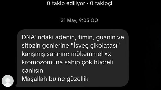 Bır kızın Tiktok Dm kutusu bu kaçıncı seviye yavş sanatı fizikle kafayı bozmuş bir takıntılı psikopatlık fizikle aşk kafaya takmış?