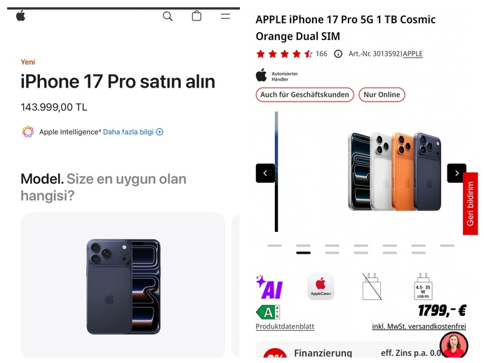 Türkiye 3400$ olan iPhone neden Almanya’da 1449€ ?