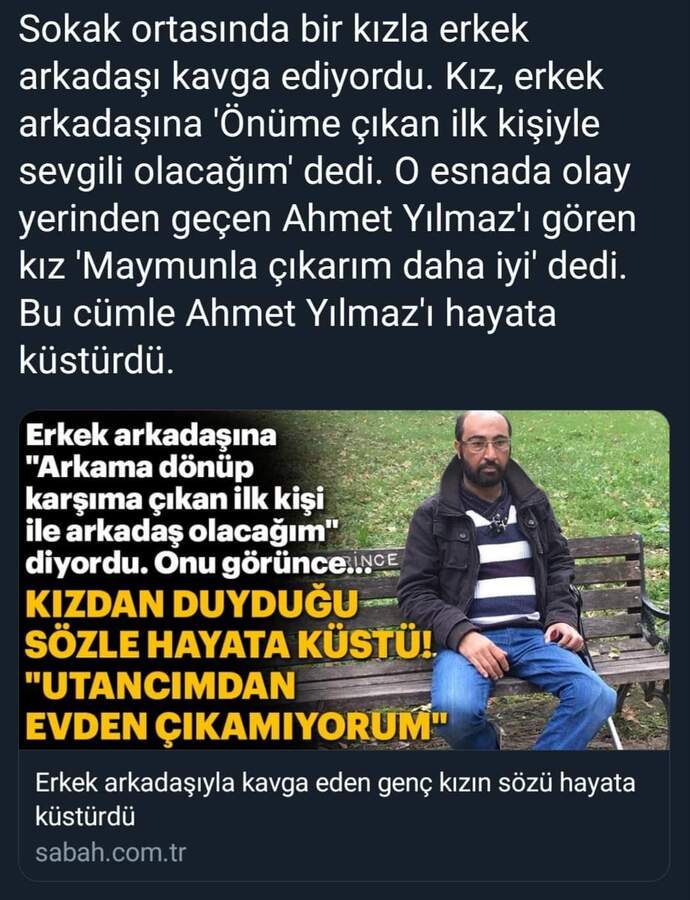 O maymun kılıklı bana yürüdüğünden beri psikolojim bozuk?
