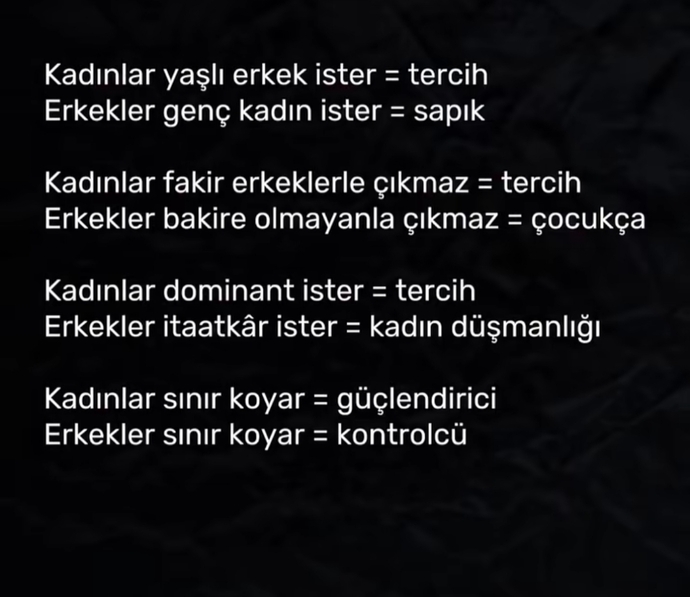 Kadın isteyince doğru erkek isteyince neden yanlış oluyor siz ne düşünüyorsunuz?