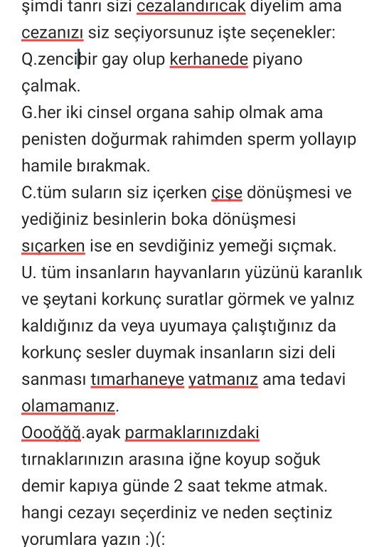 Cezalandırılacak olsanız neyi yapardınız?