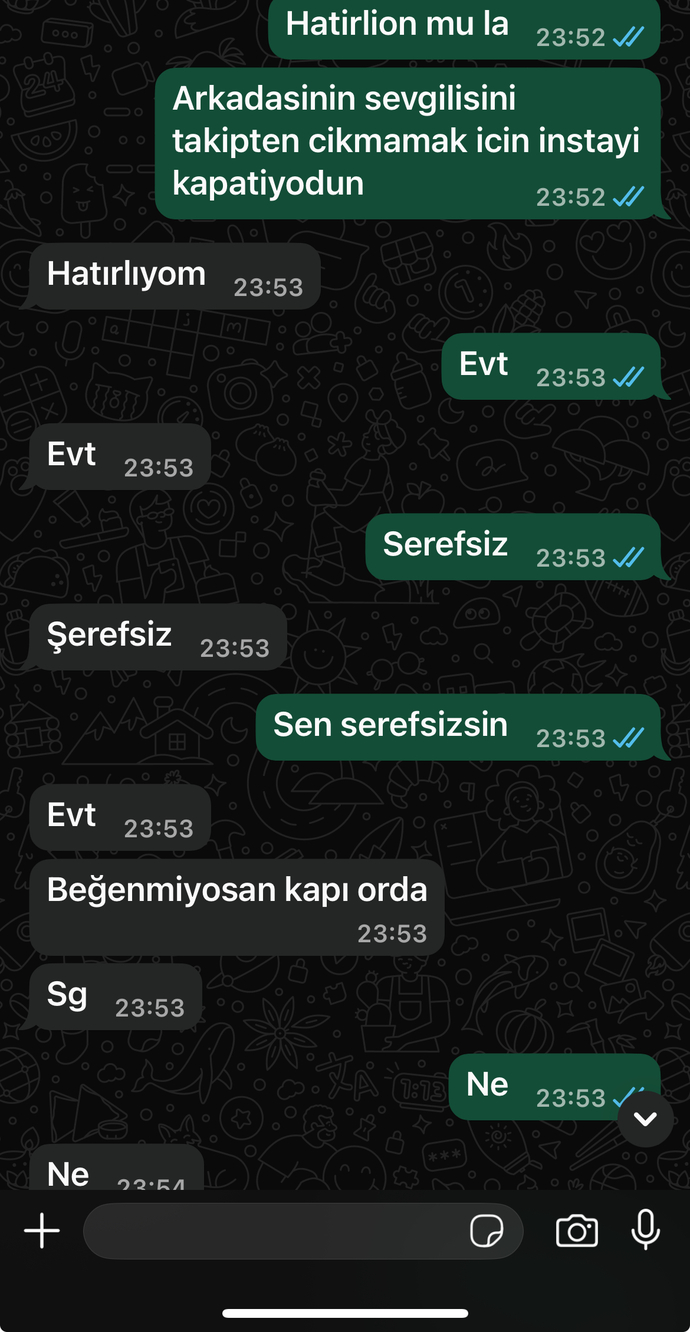 Bu mesajlardan sonra instagram hesabinin sifresini degisti tepkim ne olmali?