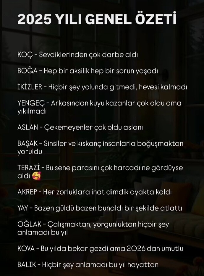 2025 yılının burçlarda genel özeti neymiş?