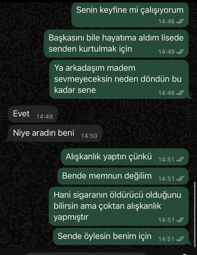 Eski sevgilimle buluştuk ve bu mesajlardan sonra engelledi sizce neden?