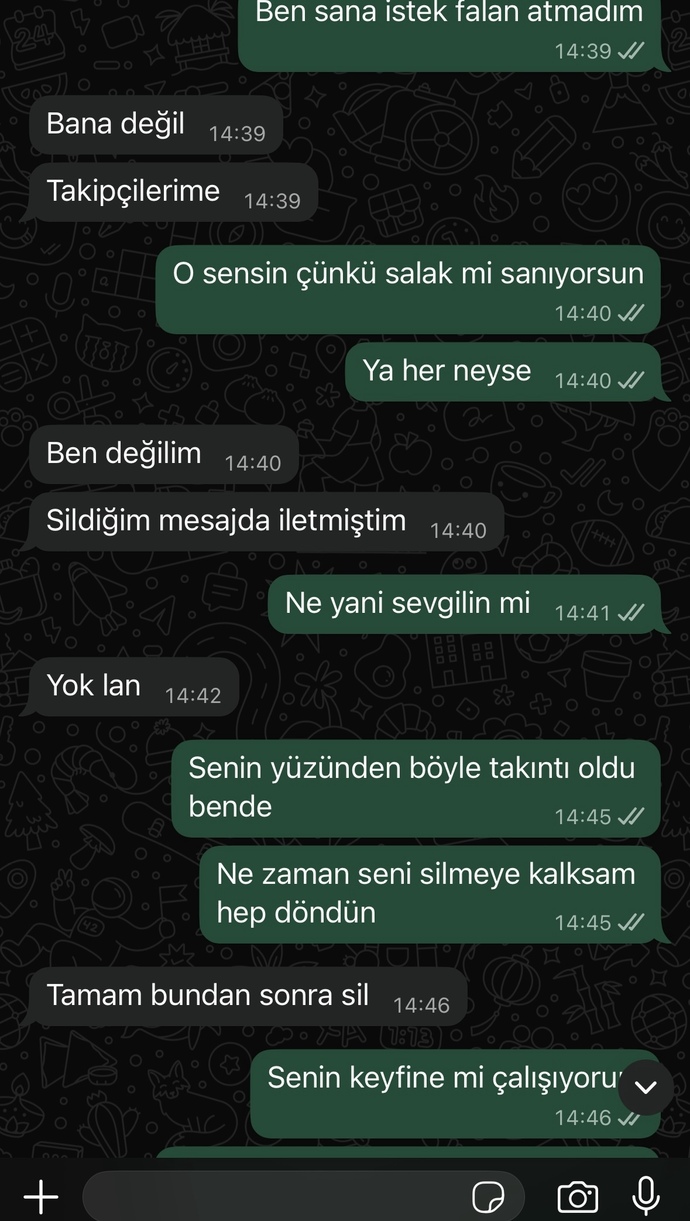 Eski sevgilimle buluştuk ve bu mesajlardan sonra engelledi sizce neden?