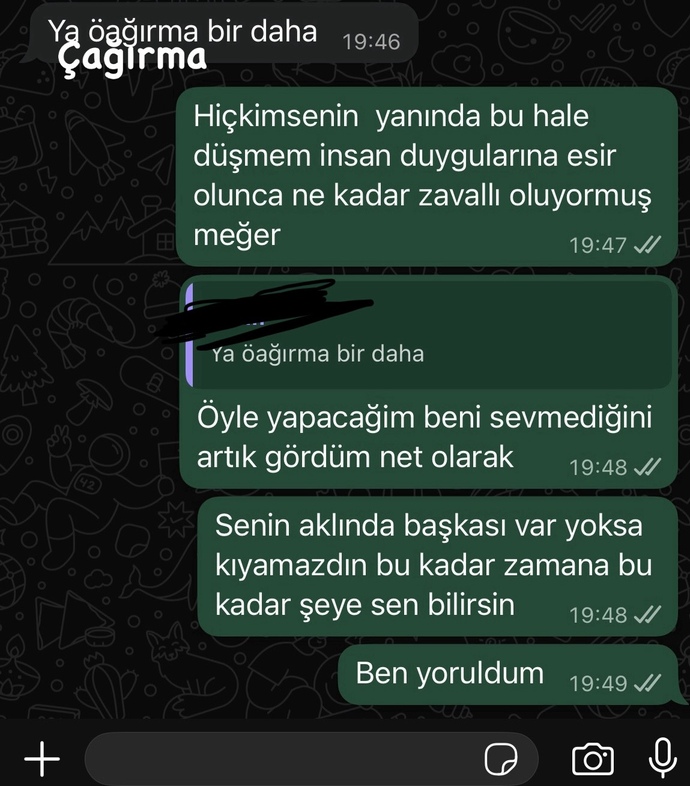 Eski sevgilimle buluştuk ve bu mesajlardan sonra engelledi sizce neden?