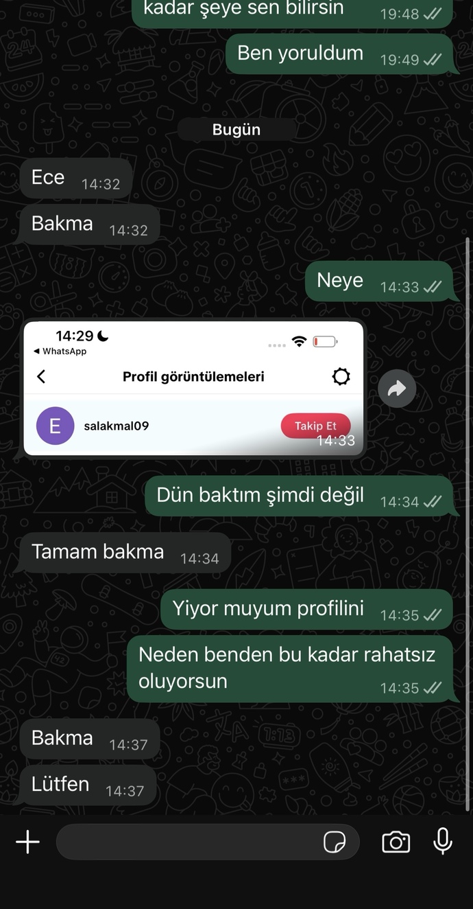Eski sevgilimle buluştuk ve bu mesajlardan sonra engelledi sizce neden?