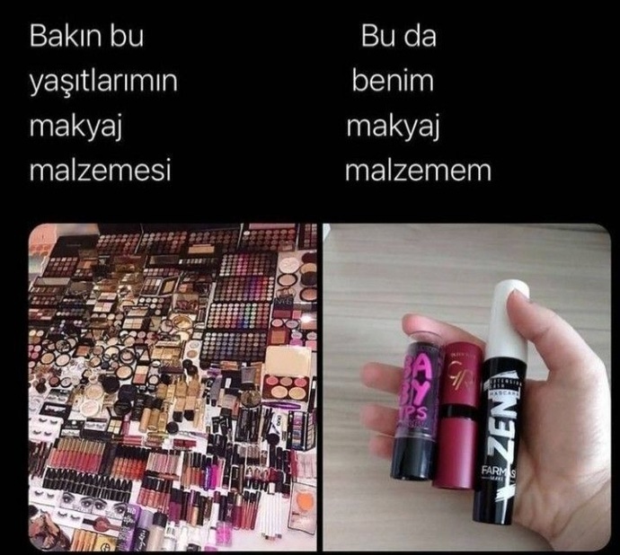 Sizin makyaj malzemelerinizde bu kadar çok mu yoksa az mı?