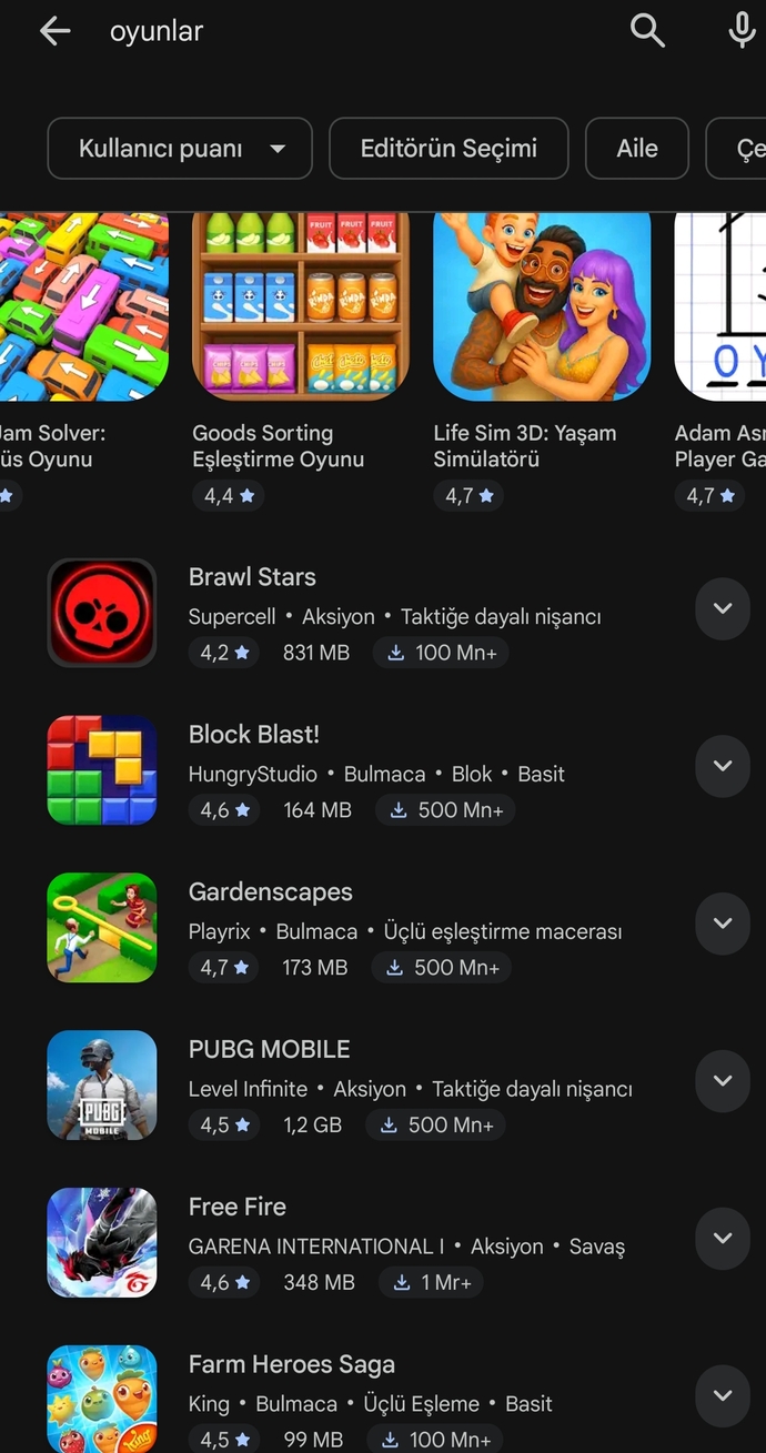 Telefonunuzda oyun indirip oynamayı seviyor musunuz?