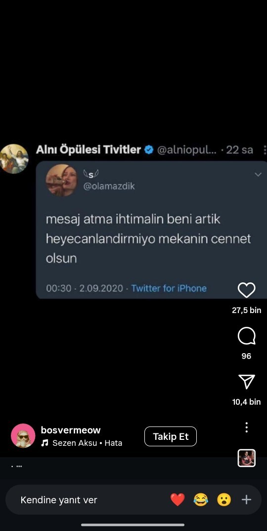 Bana mesaj atan eski sevgilime bu reelsı gönderdim ne hissetmiştir?