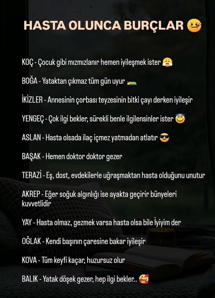 Hasta olunca burçlar nasıl iyileşirmiş?