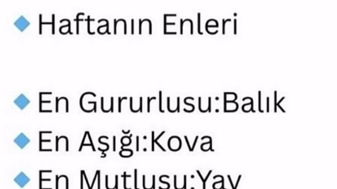 Burnunuza göre haftanın enleri nelerdir?