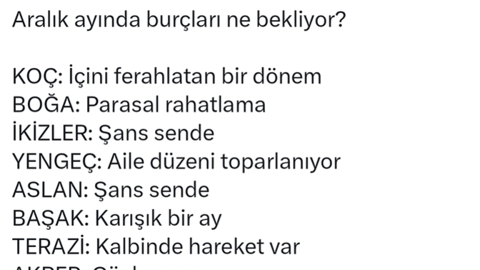 Burcunuza göre Aralık ayında sizleri neler bekliyor?