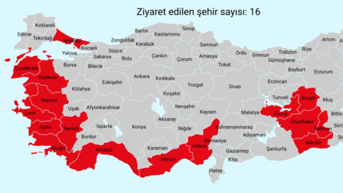 Türkiye'deki kaç şehri gezip gördünüz?
