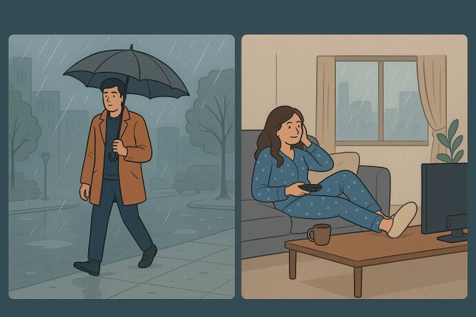 Yağmurlu bir haftasonunda dışarıda gezmek mi yoksa pijama terlik televizyon modunda ev de takılmak mı?