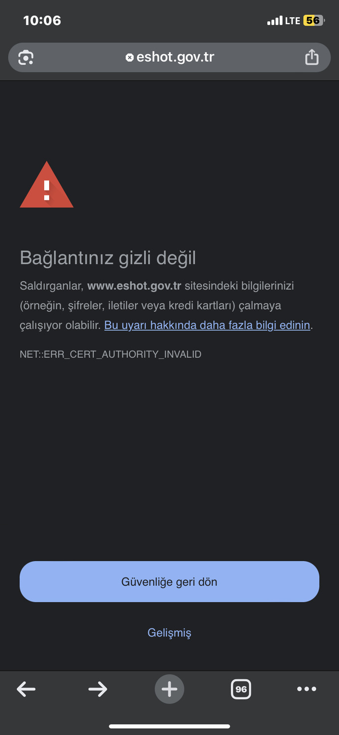 Bağlantınız gizli değil hatası nasıl düzelir? Otobüs saatlerine bakıcam bu çıkıyor ?