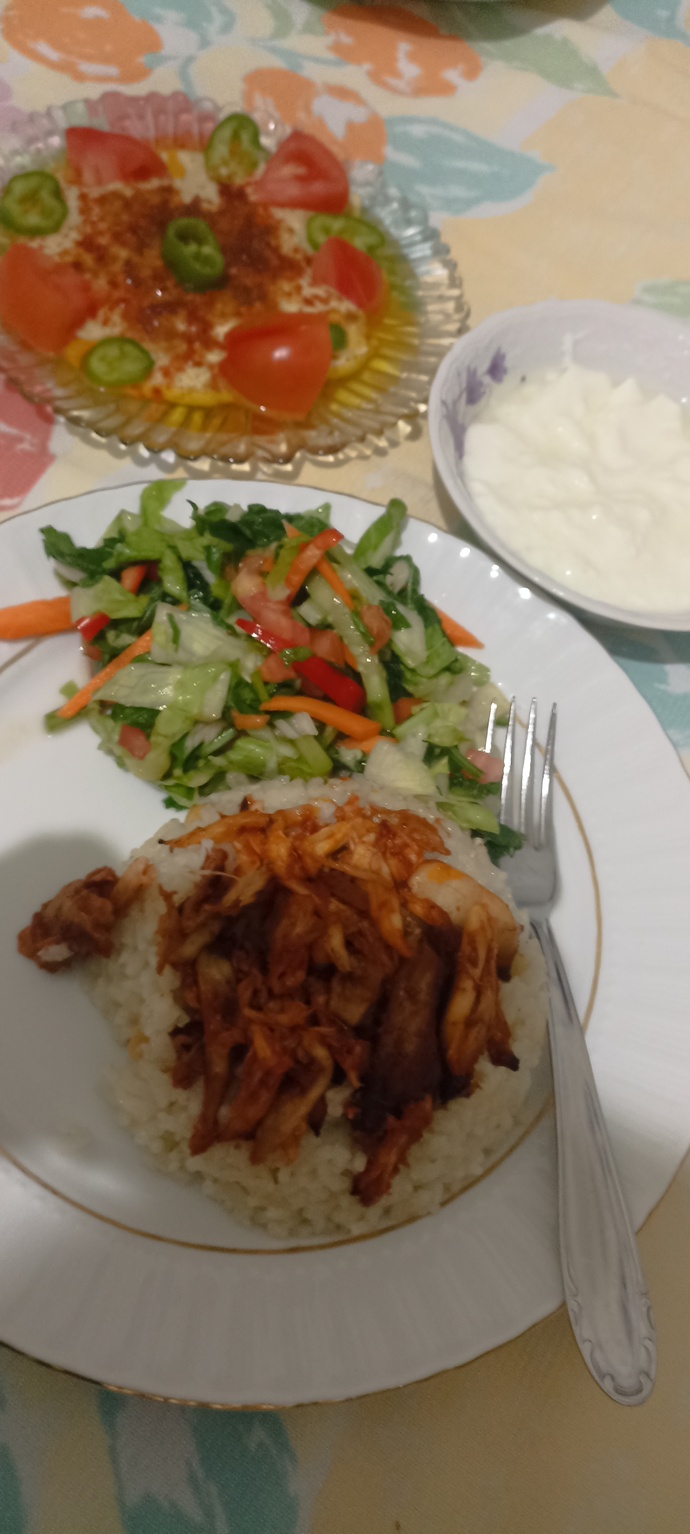 Tavuklu pilav ve salata tuketirmisiniz?
