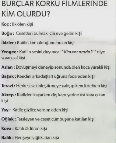 Burçlar korku filminde olsaydı kim olurdu?