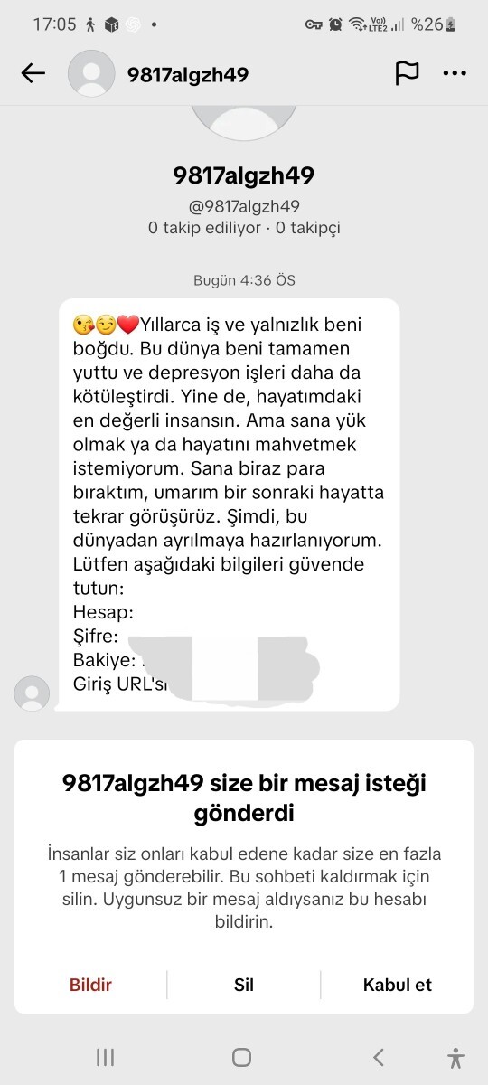 Bana böyle bir mesaj gelmiş bu ne?