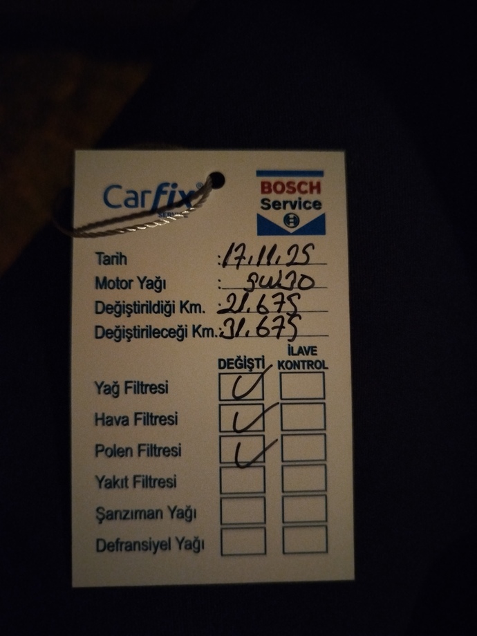 VW km bakımı Bosch car?