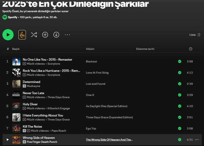 Sizin spotify wrapped 2025 sonuçlarınız ne?