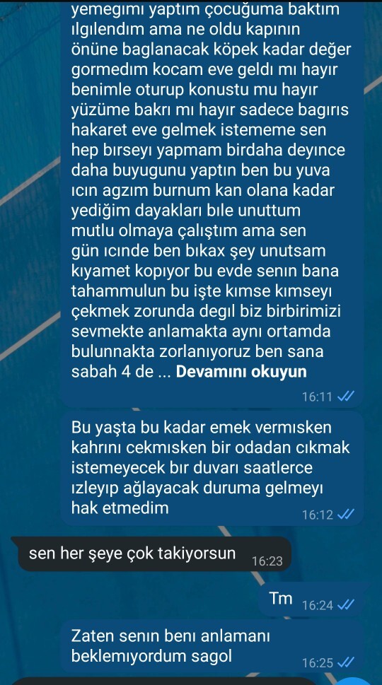 Esımle kötuyuz ve bana bunu yazdı?