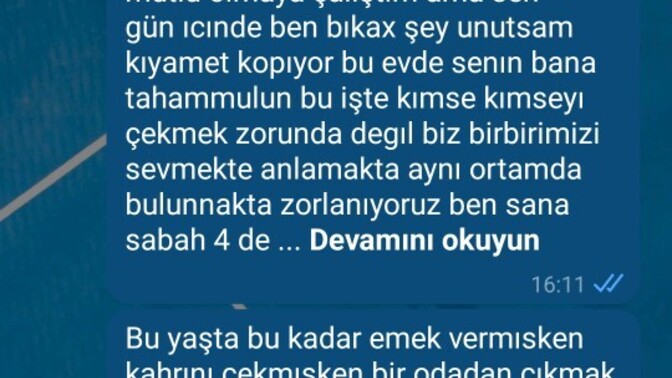 Esımle kötuyuz ve bana bunu yazdı?