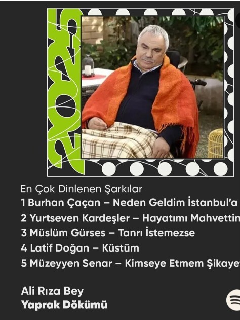 Dizi karakterlerinin Spotify 2025 müzik özetini çıkarmışlar! 😄 Sizin favoriniz hangisi?