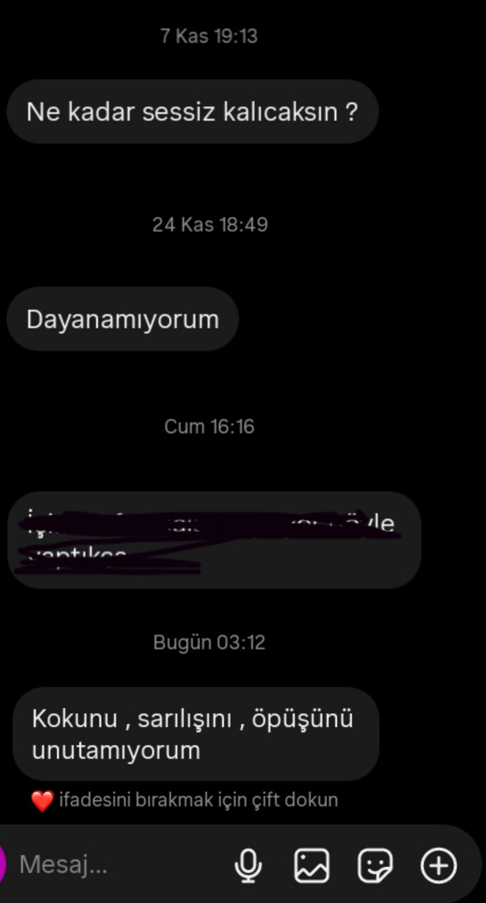 Kalitelisin ama yani hisler bitti gitti.)