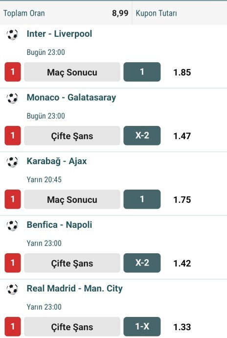 Şampiyonlar Ligine özel iddaa kuponum nasıl?