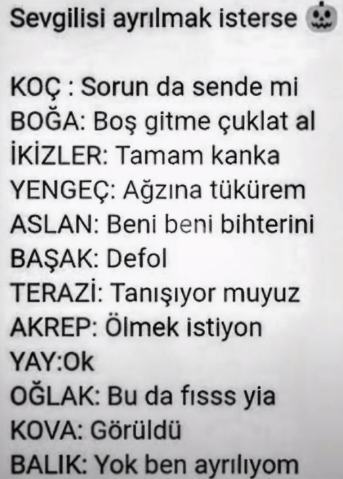 Burçlar nasıl ayrılmak istermiş 😄 ?
