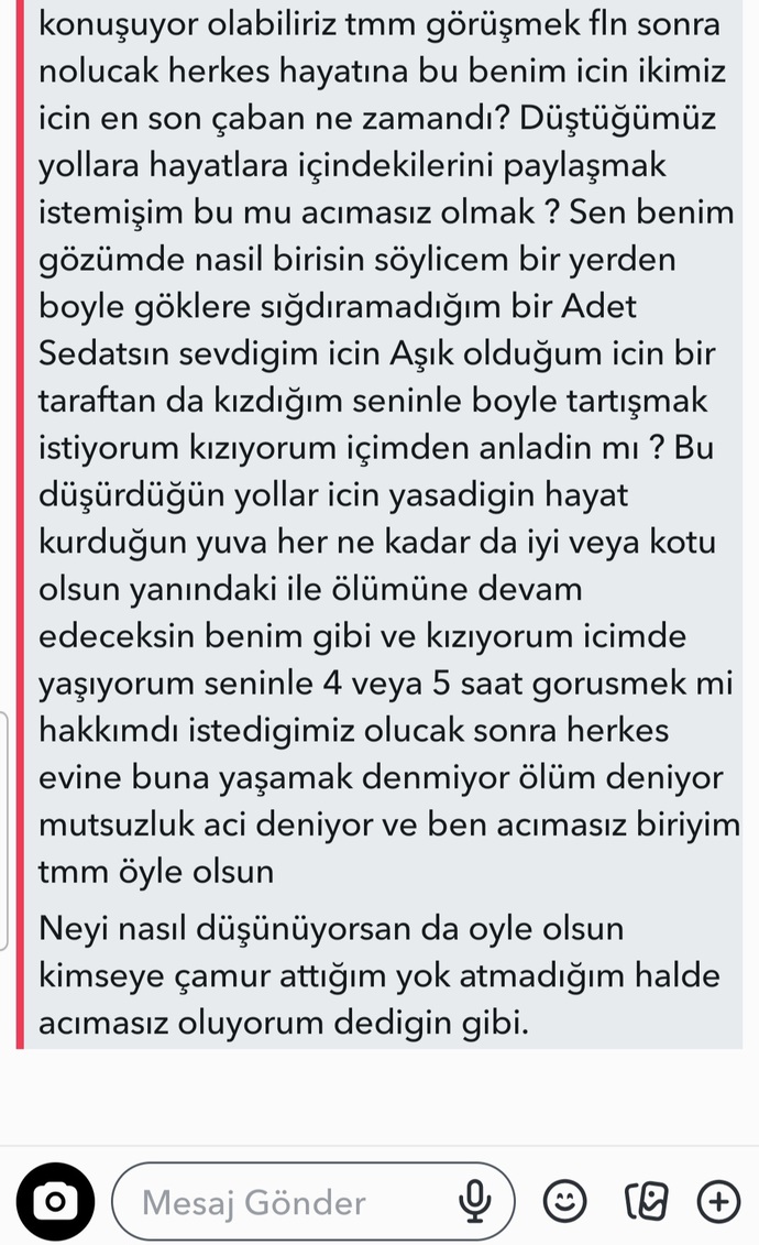 Eski sevgilime bu sekilde konustugum icin yazmadı mesajlarımı katiyen acmiyor Şu an  kendisi sinirlendi sizce tekrar yazar mi?